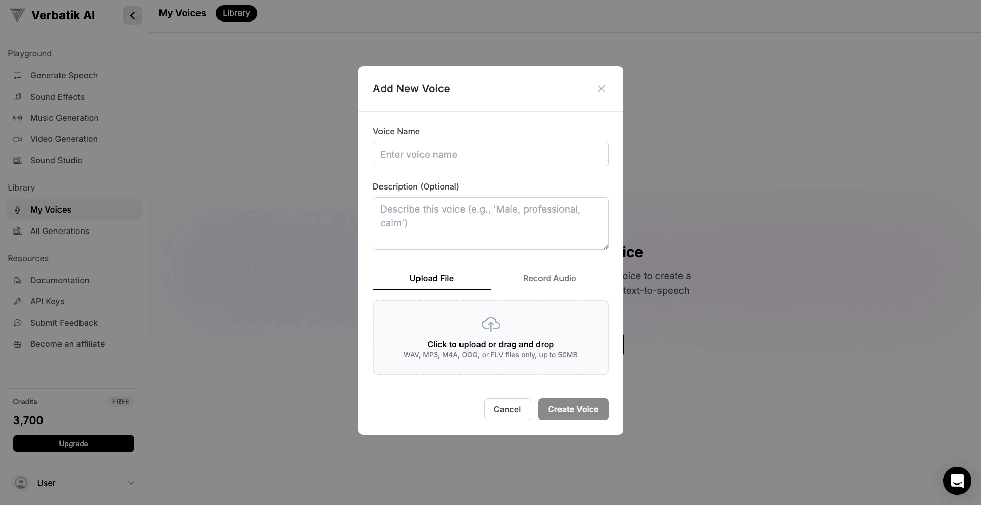 Audio Upload Interface