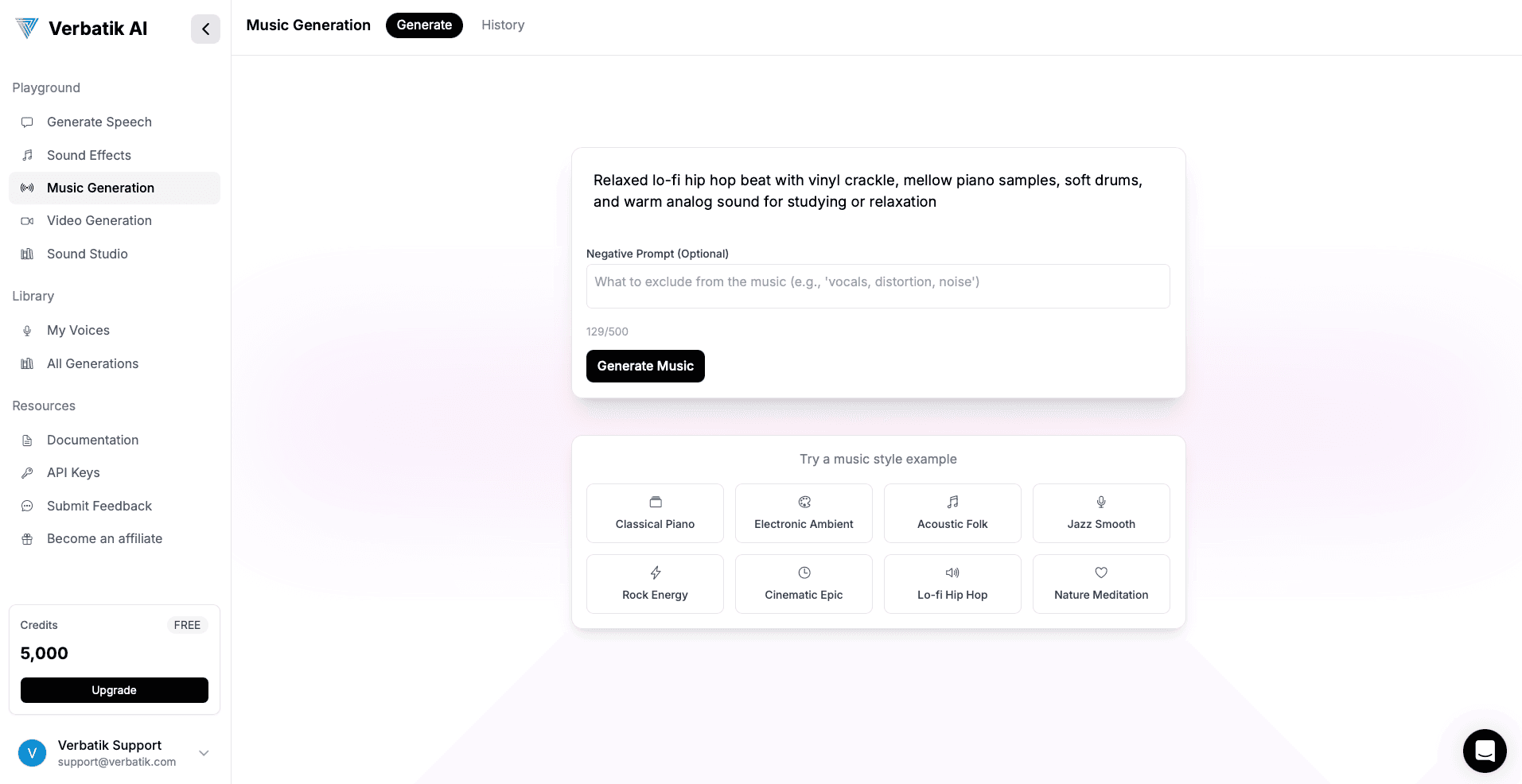 Music Generation Interface
