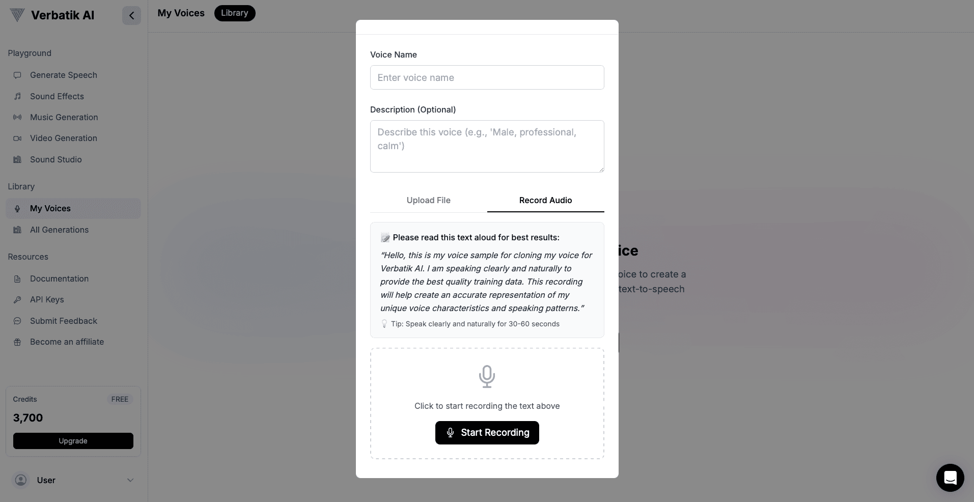 Voice Recording Interface